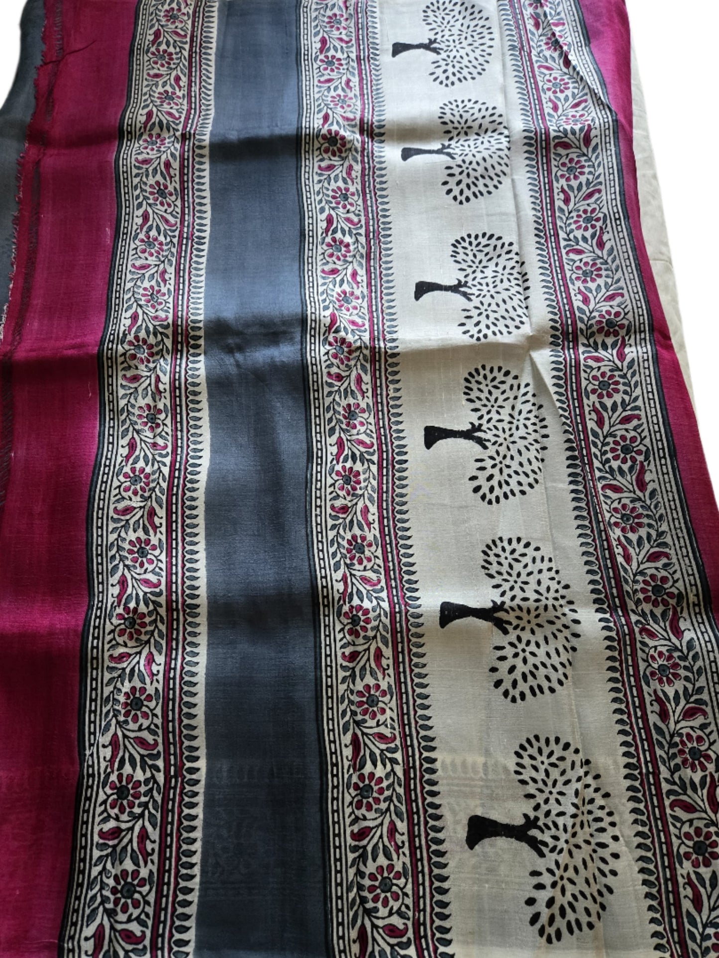 Pure Jari Tussar Handloom Silk Saree white