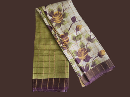 Pure Tussar Handloom Silk Saree Green