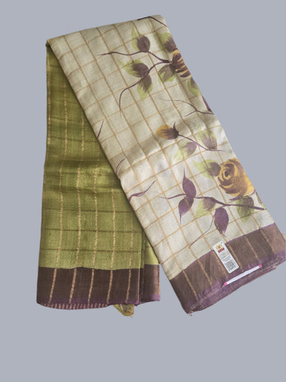 Pure Tussar Handloom Silk Saree Green