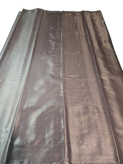 Premium  Pure Tissue Brocade Saree in Bridal Grey with Zari Work & Matching Pallu | Soft Silk Saree  USA