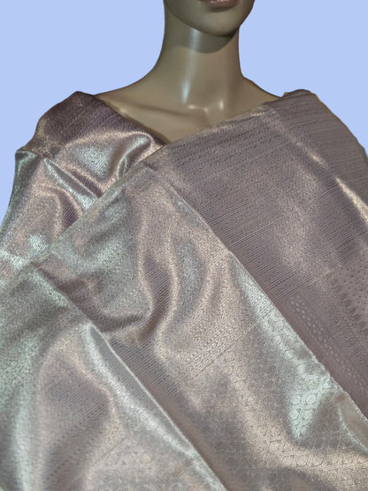 Premium  Pure Tissue Brocade Saree in Bridal Grey with Zari Work & Matching Pallu | Soft Silk Saree  USA