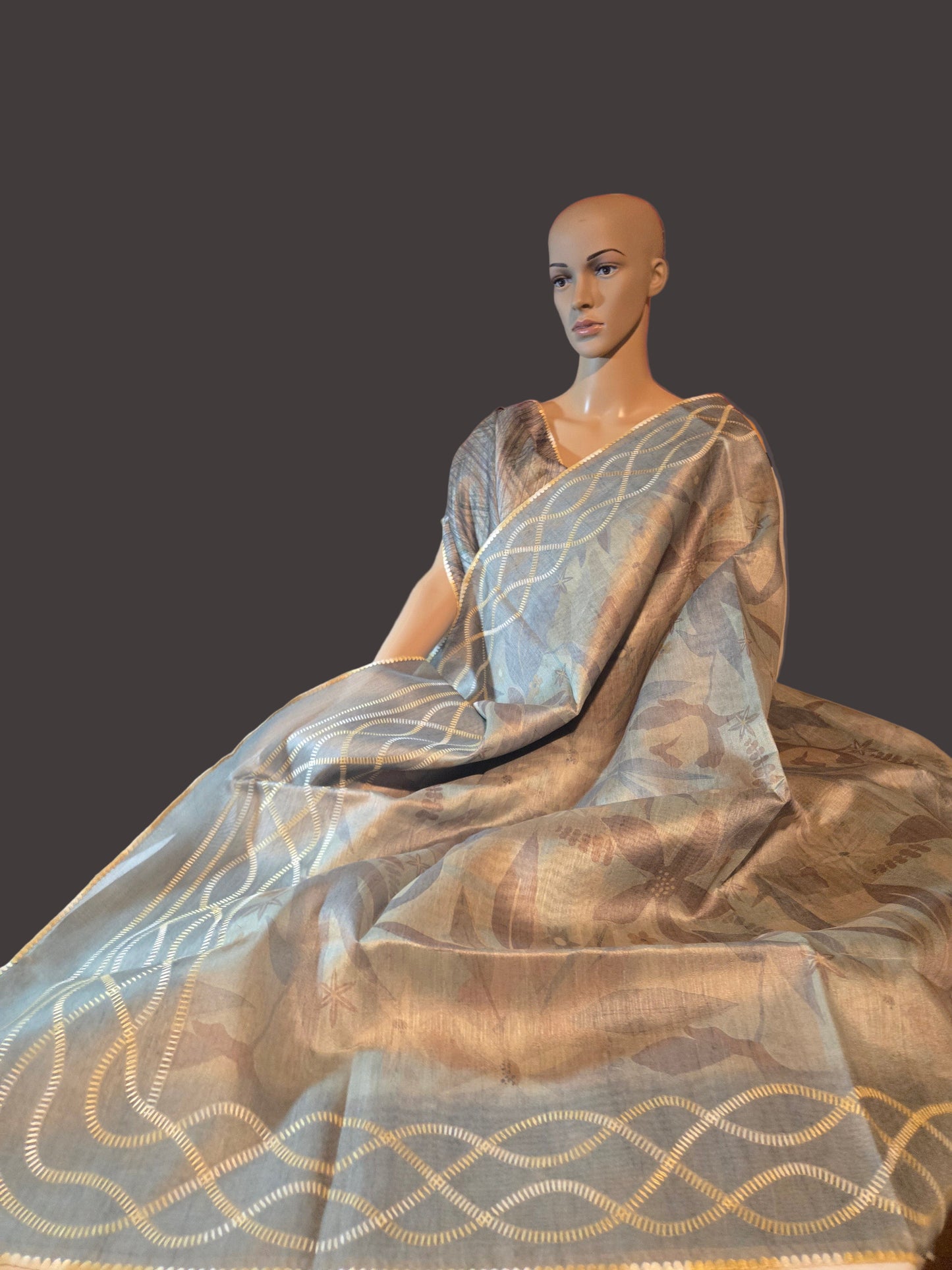  crochet border semi tusser saree 1