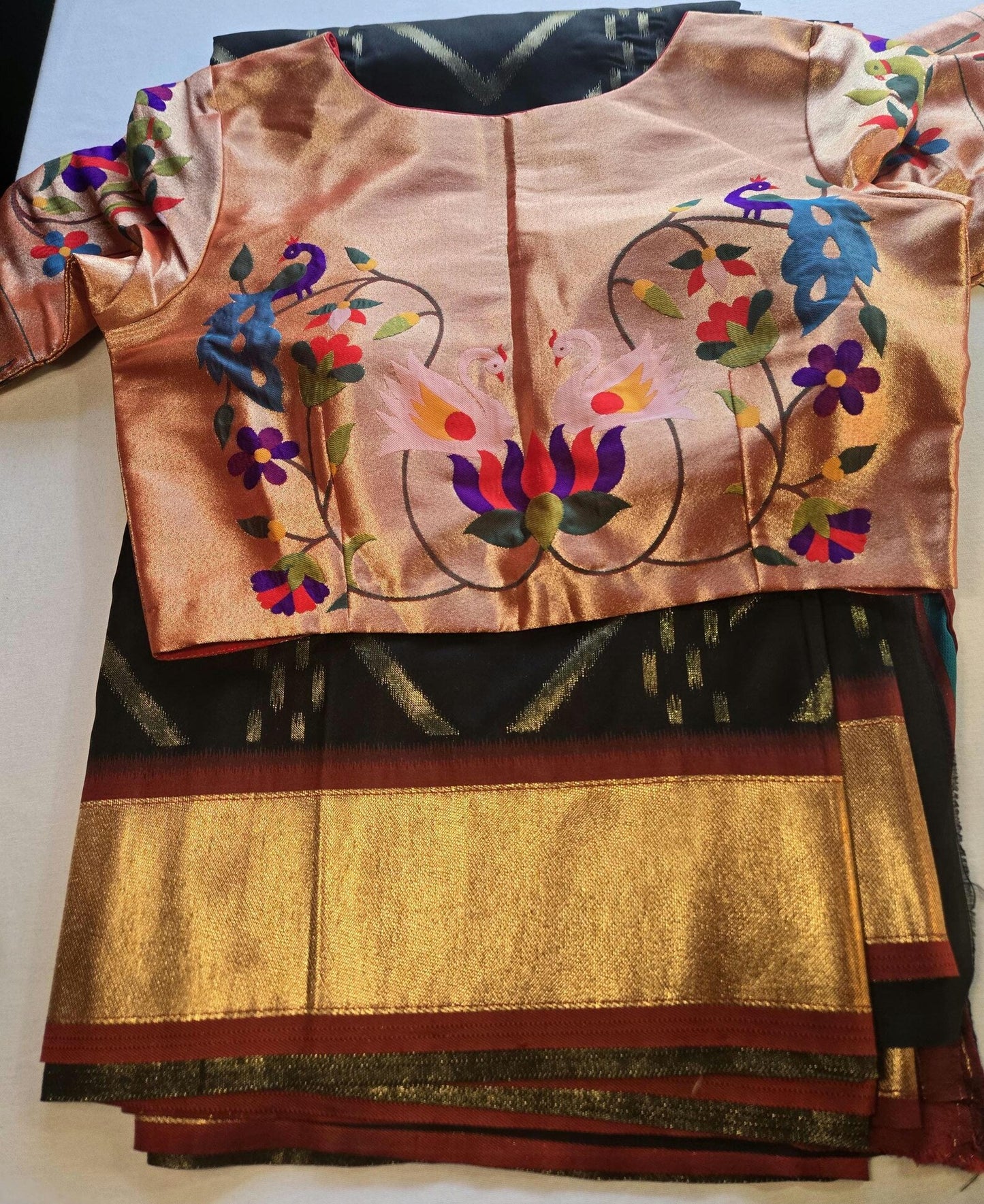 Soft Silk Banarasi Saree with Zari Design & Embroidery Stitched Blouse. Weaving Pallu – Ships from USA – Traditional Silk Saree for Weddings & Festivals-Red Saree