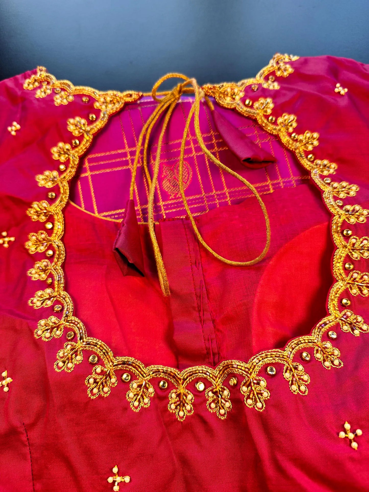 Kanjivaram Premium Silk Saree with Maggam Work Blouse,  Purple Color Ready-to-wear, Shipping from US, Partywear, Wedding Saree.