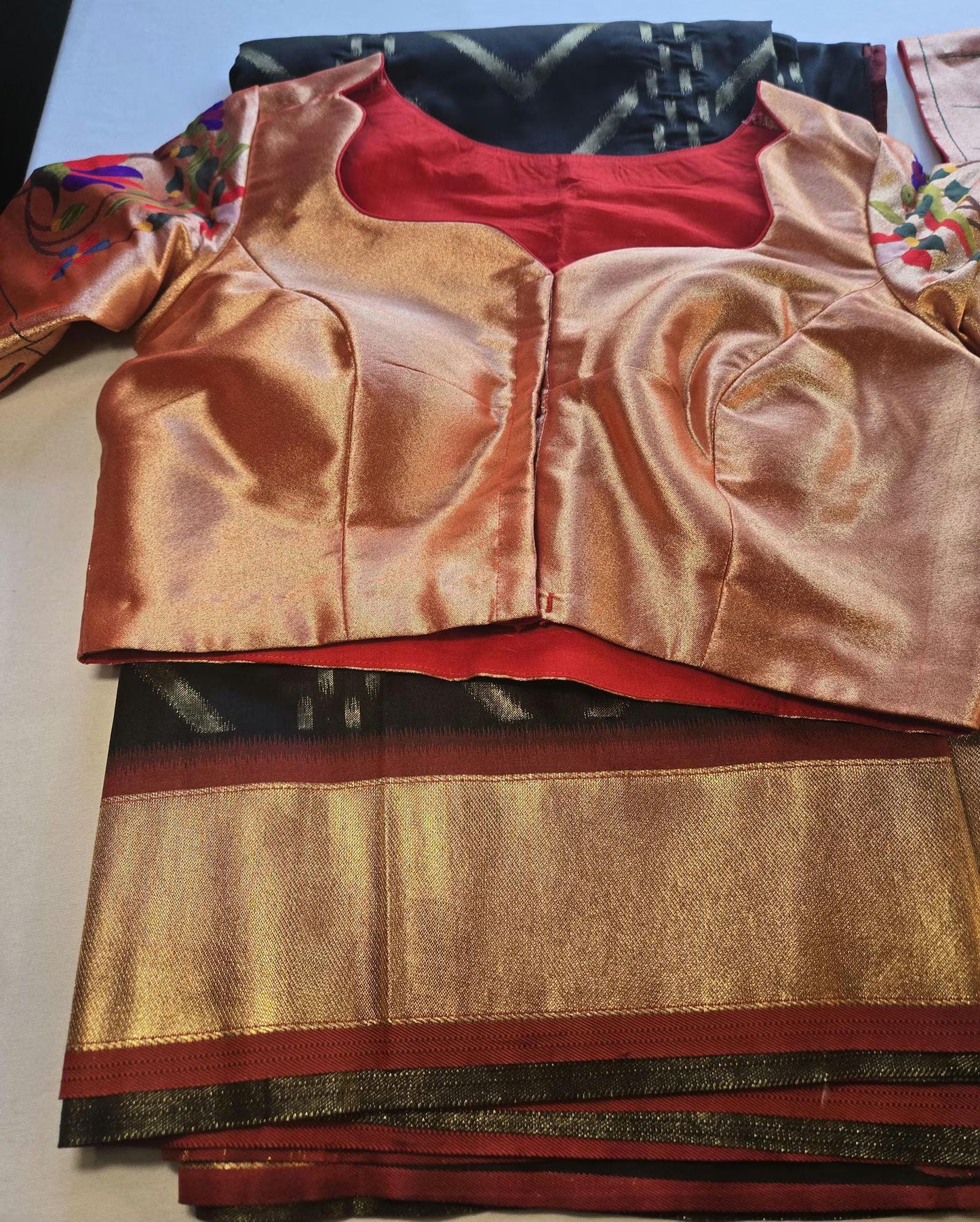 Soft Silk Banarasi Saree with Zari Design & Embroidery Stitched Blouse. Weaving Pallu – Ships from USA – Traditional Silk Saree for Weddings & Festivals-Red Saree