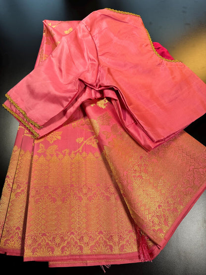 Handloom Pure Kanjivaram Pure Silk Saree | Silk Mark Certified Kanchi Pattu Saree, Stitched Blouse, Partywear, Wedding Saree, Shipping from USA