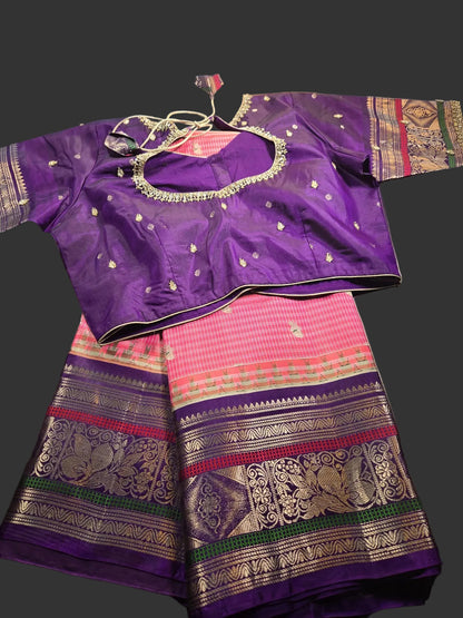 Handloom Pure Gadwal Pure Silk Saree with Designer Maggam Work Ready-to-Wear Blouse | USA Shipping