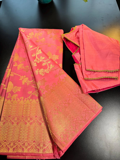 Handloom Pure Kanjivaram Pure Silk Saree | Silk Mark Certified Kanchi Pattu Saree, Stitched Blouse, Partywear, Wedding Saree, Shipping from USA