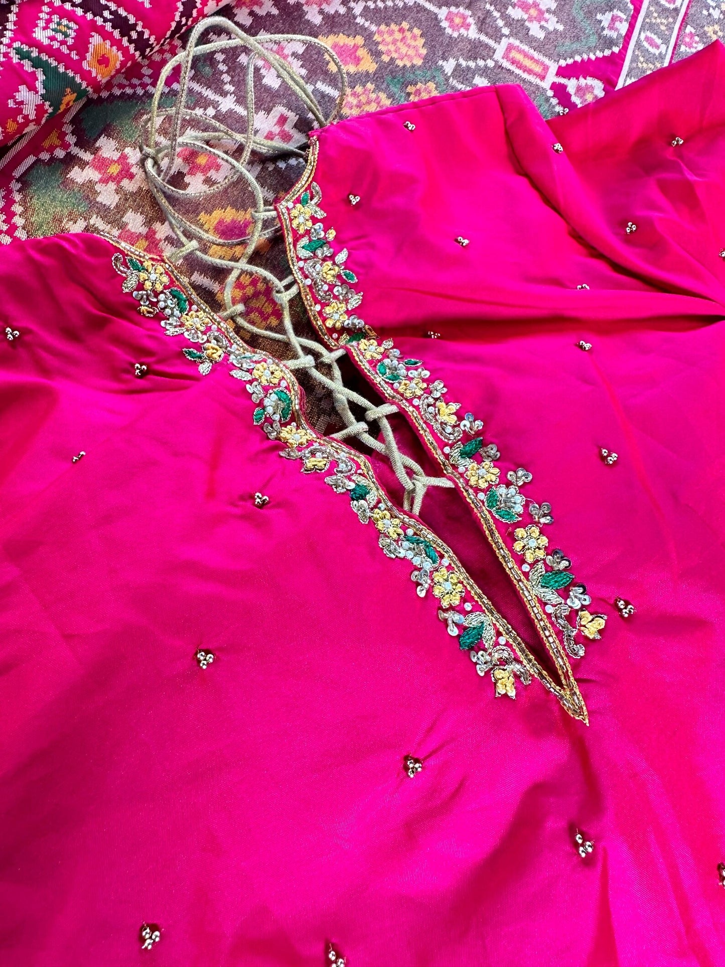 Patan Patola Soft Silk Weaving Saree Rani Pink | Authentic Handloom Indian Wedding Festive Wear with Stitched Blouse | Party Wear | Stitched Blouse
