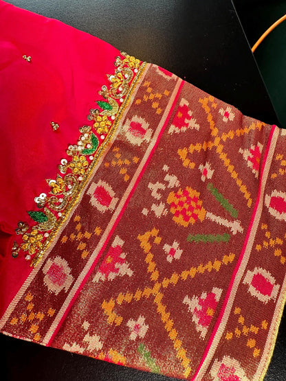 Patan Patola Soft Silk Weaving Saree Rani Pink | Authentic Handloom Indian Wedding Festive Wear with Stitched Blouse | Party Wear | Stitched Blouse
