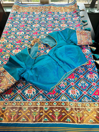Patan Patola Soft Silk Weaving Saree  | Authentic Handloom Indian Wedding Festive Wear with Stitched Blouse | Party Wear | Stitched Blouse
