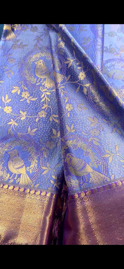 Kanchipuram Silk Saree + Stitched Maggam Work Blouse | Ready to wear Saree Blouse USA