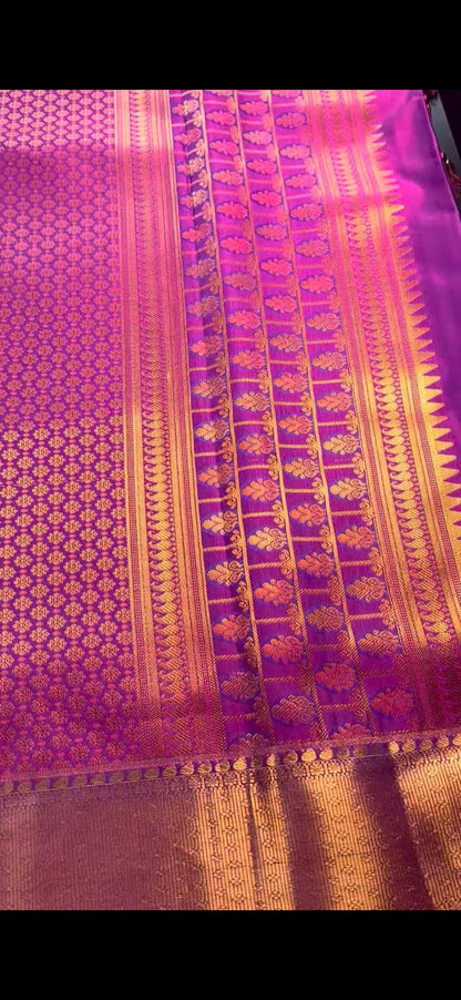 Kanchipuram Silk Saree + Stitched Maggam Work Blouse | Ready to wear Saree Blouse USA