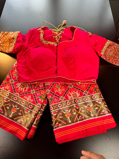 Patan Patola Soft Silk Weaving Saree Rani Pink | Authentic Handloom Indian Wedding Festive Wear with Stitched Blouse | Party Wear | Stitched Blouse