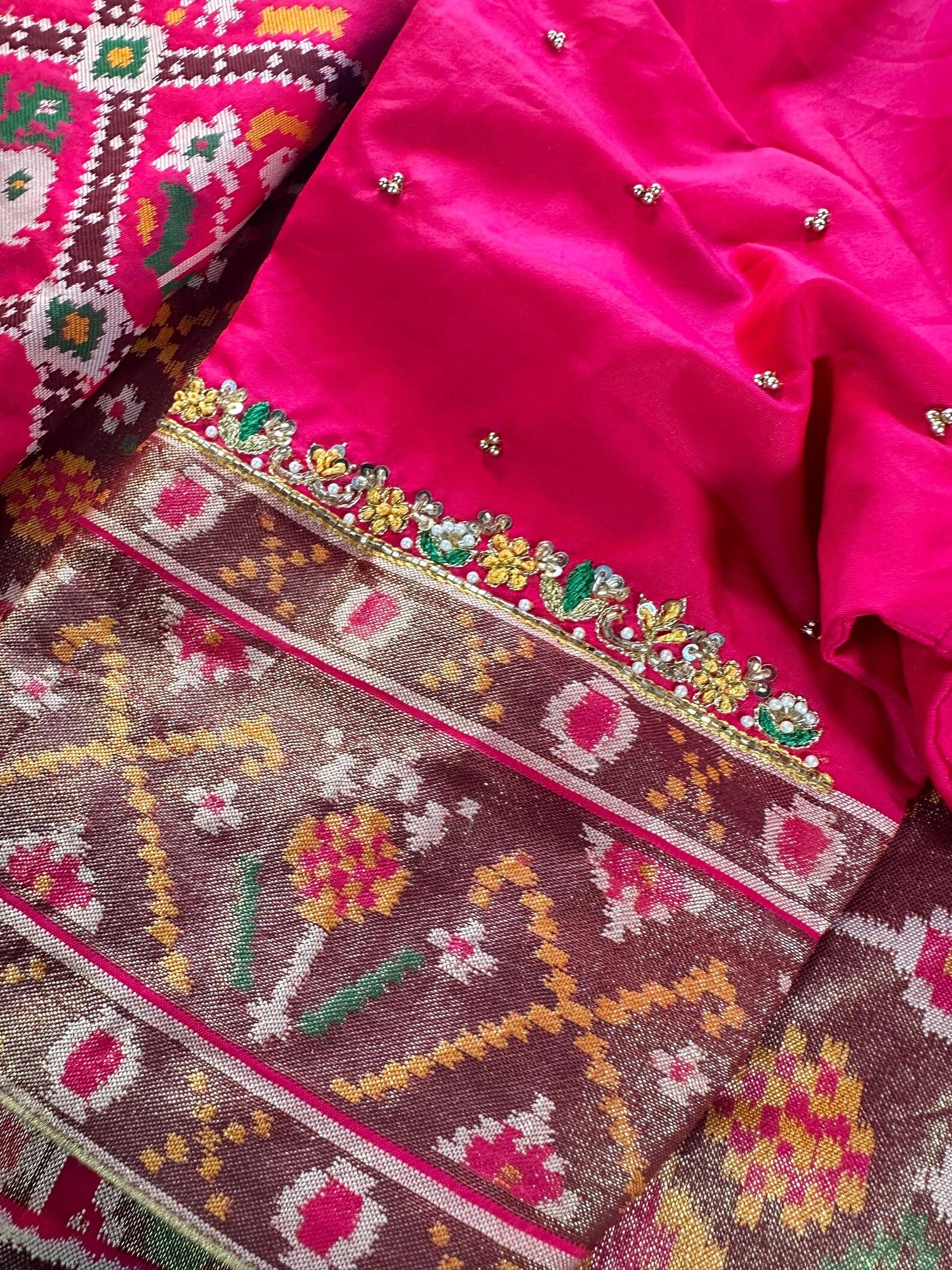 Patan Patola Soft Silk Weaving Saree Rani Pink | Authentic Handloom Indian Wedding Festive Wear with Stitched Blouse | Party Wear | Stitched Blouse