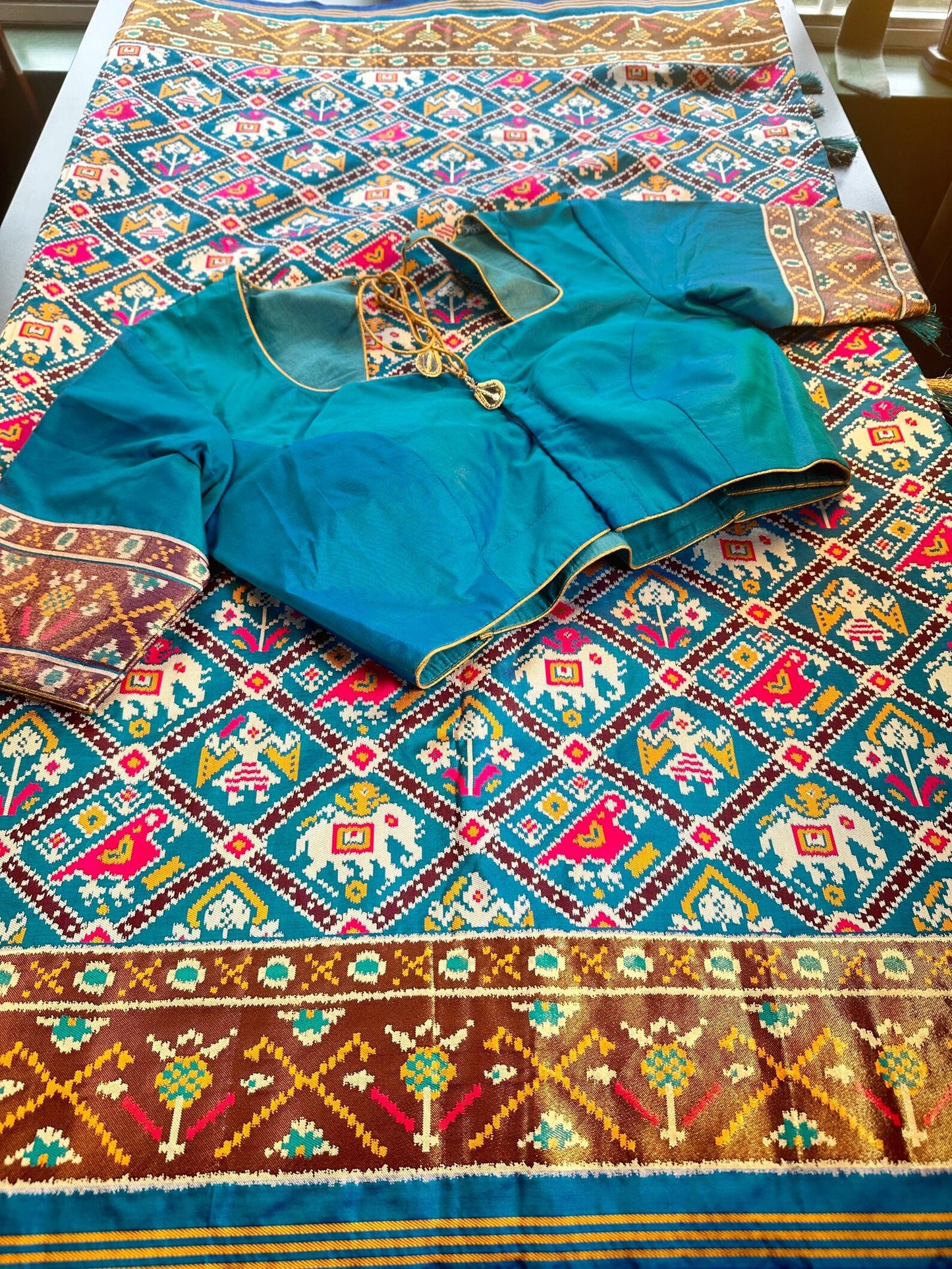 Patan Patola Soft Silk Weaving Saree  | Authentic Handloom Indian Wedding Festive Wear with Stitched Blouse | Party Wear | Stitched Blouse