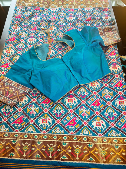 Patan Patola Soft Silk Weaving Saree  | Authentic Handloom Indian Wedding Festive Wear with Stitched Blouse | Party Wear | Stitched Blouse