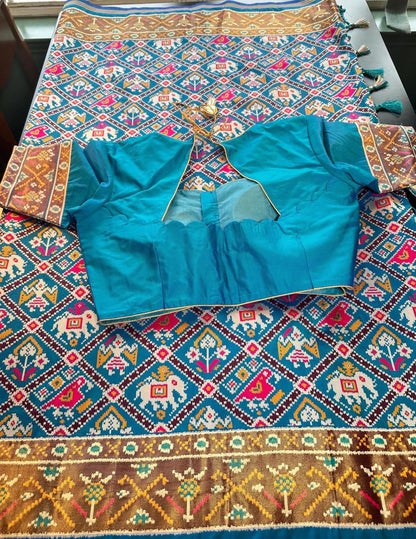 Patan Patola Soft Silk Weaving Saree  | Authentic Handloom Indian Wedding Festive Wear with Stitched Blouse | Party Wear | Stitched Blouse