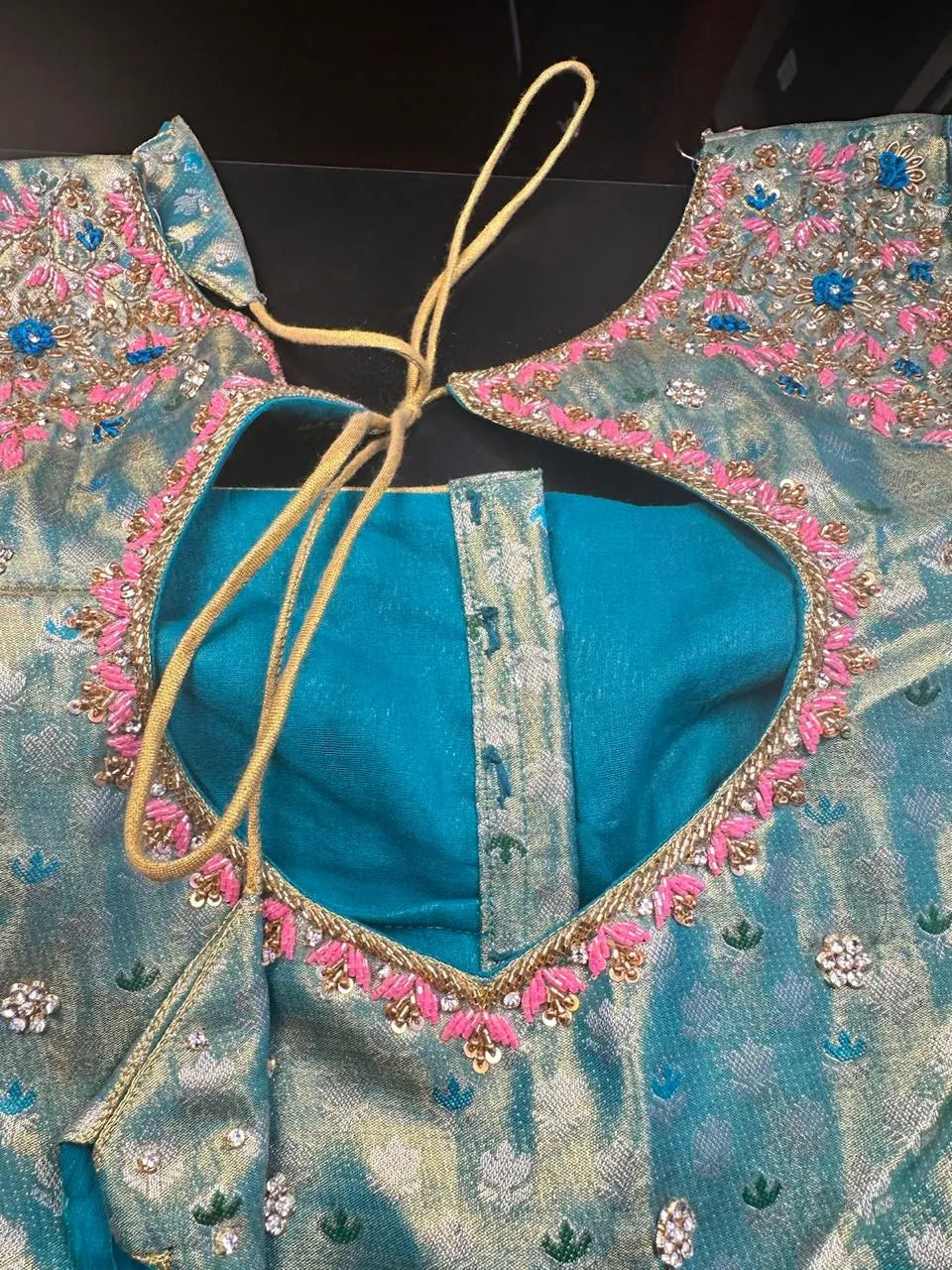 Traditional Kanchi Pattu Tissue Meenakari Semi Silk Saree | Pink Color, Zari weaving, Heavy Maggam Work Blouse, Shipping from USA (Copy)