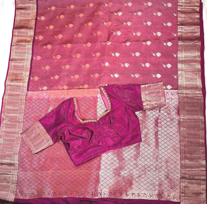 Handloom Kanjivaram Silk Saree with Stitched Blouse | Wedding Saree With Stitched Blouse | Indian Party Wear Saree