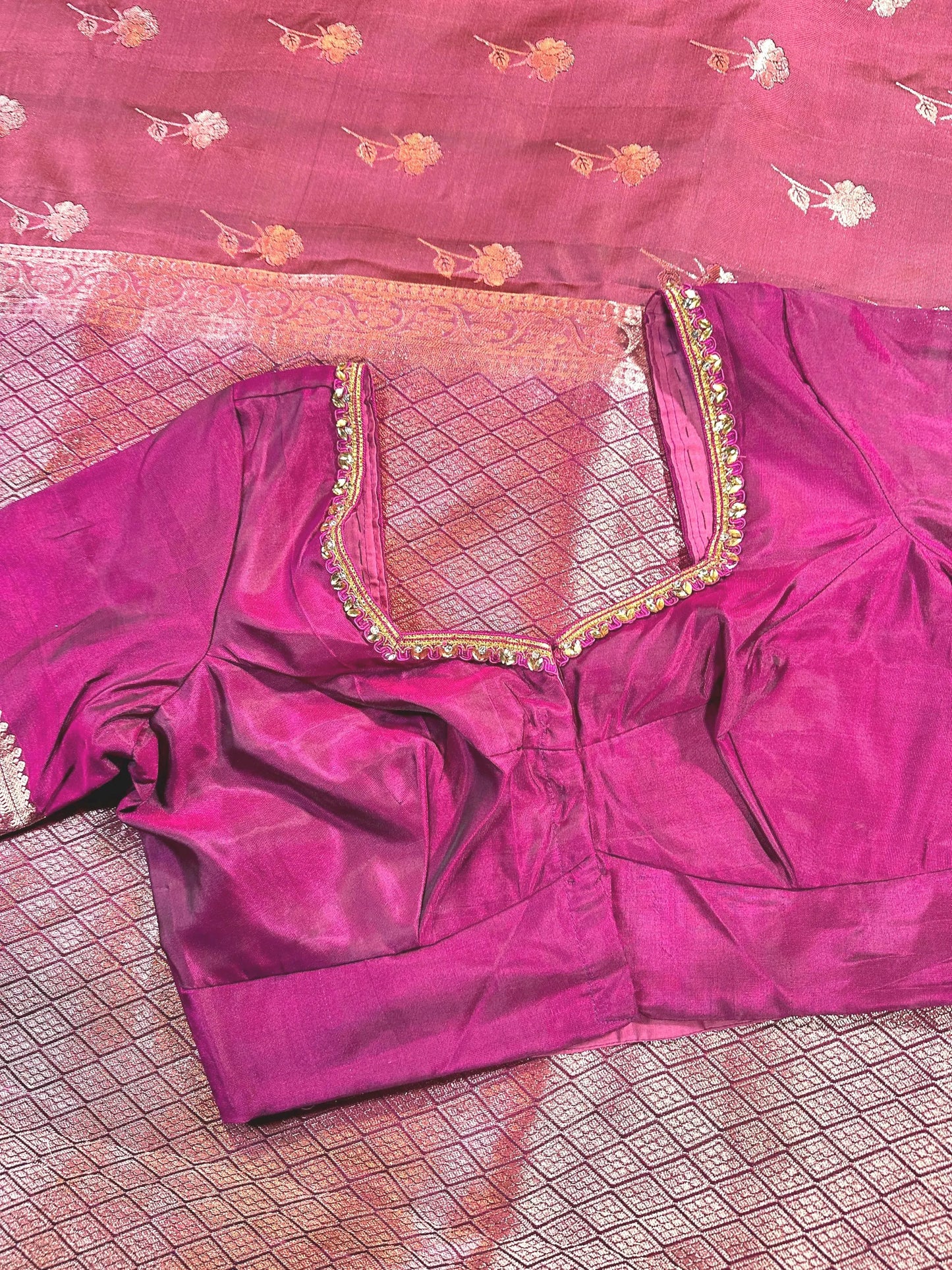 Handloom Pure Kanjivaram Silk Saree with stitched blouse