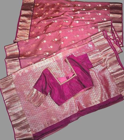 Handloom Pure Kanjivaram Silk Saree with stitched blouse