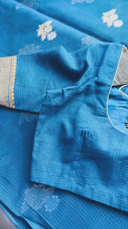 Pure Kota Cotton Saree with Stitched Blouse Shipping from USA Lightweight Traditional Indian Saree