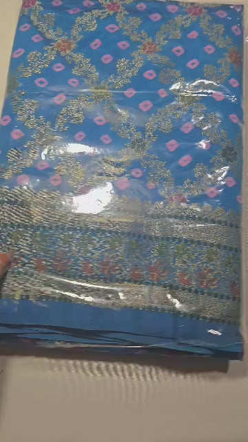 Banarasi Bandhni Pure Soft Dupion Silk Saree | Gharchola Zari Work | Handcrafted Design | Buy Soft Silk Saree from USA