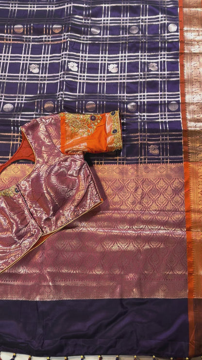 Chiniya Pattu Saree with Stitched Maggam Work Blouse