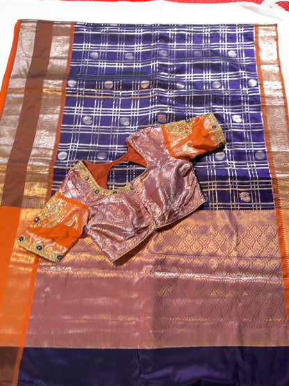 Chiniya Pattu Saree with Stitched Maggam Work Blouse