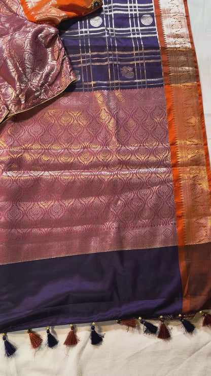 Chiniya Pattu Saree with Stitched Maggam Work Blouse