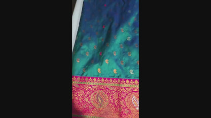Pure Soft Paithani Silk Saree with Contrast Weaving Border & Rich Pallu – Shipped from USA