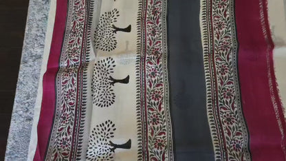 Pure Jari Tussar Handloom Silk Saree white