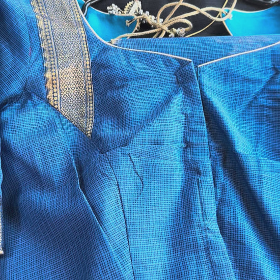 Pure Kota Cotton Saree with Stitched Blouse Shipping from USA Lightweight Traditional Indian Saree