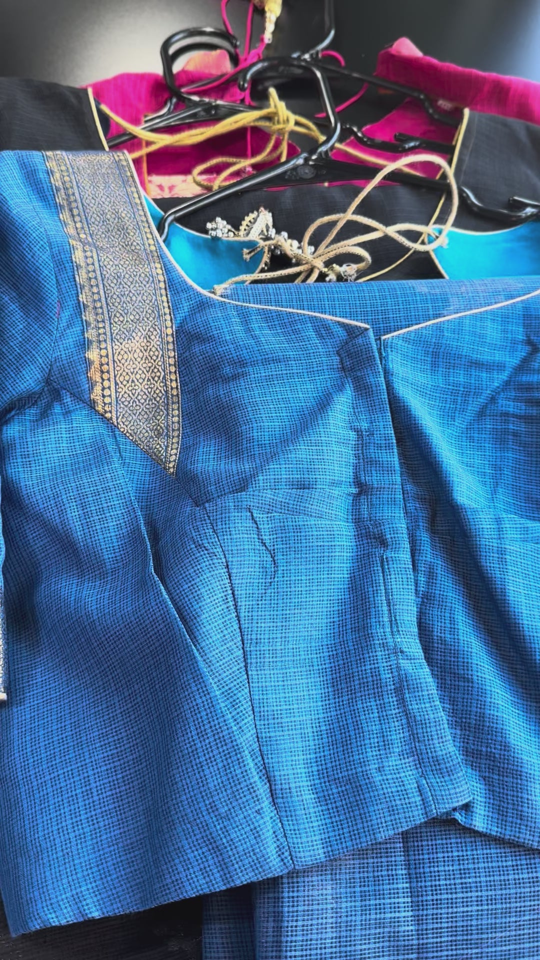 Pure Kota Cotton Saree with Stitched Blouse Shipping from USA Lightweight Traditional Indian Saree