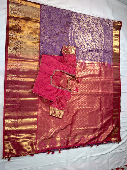 Elegant Blue Premium Kanjivaram Semi Silk Saree | Wedding Guest, Festive & Traditional Indian Wear