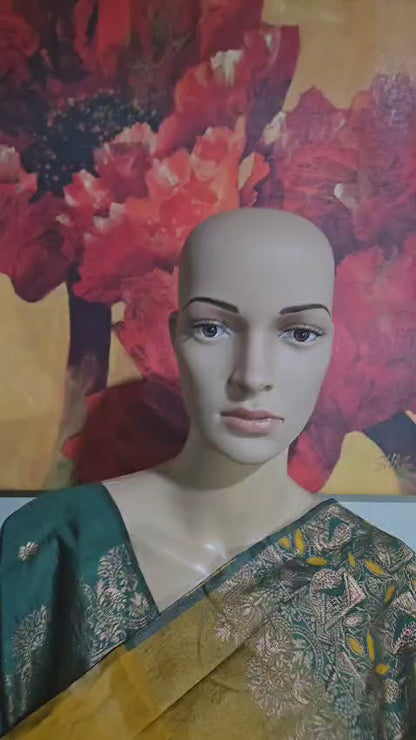 Light Weight Fancy Silk Yellow Silk Saree with Blouse Piece. Buy from USA