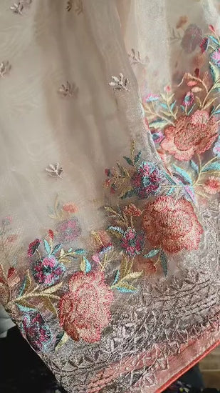 Exclusive Embroidered Pure Glass Organza Saree buy from USA