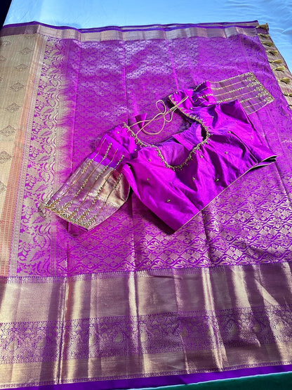 Premium  Kanjeevaram  Semi Silk Golden Color