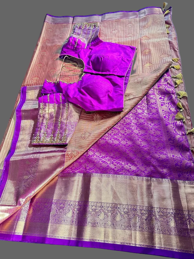 Premium  Kanjeevaram  Semi Silk Golden Color