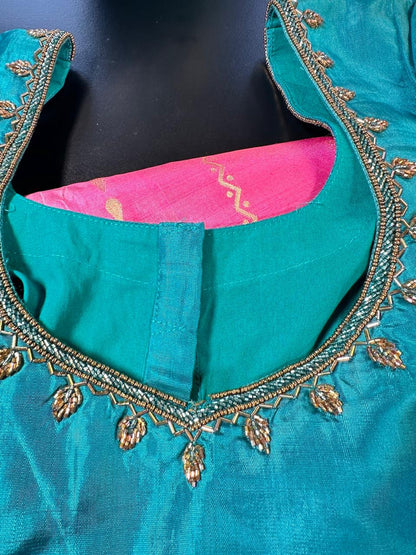 Handloom Pure Kanjivaram Silk Saree with Maggam Work Blouse