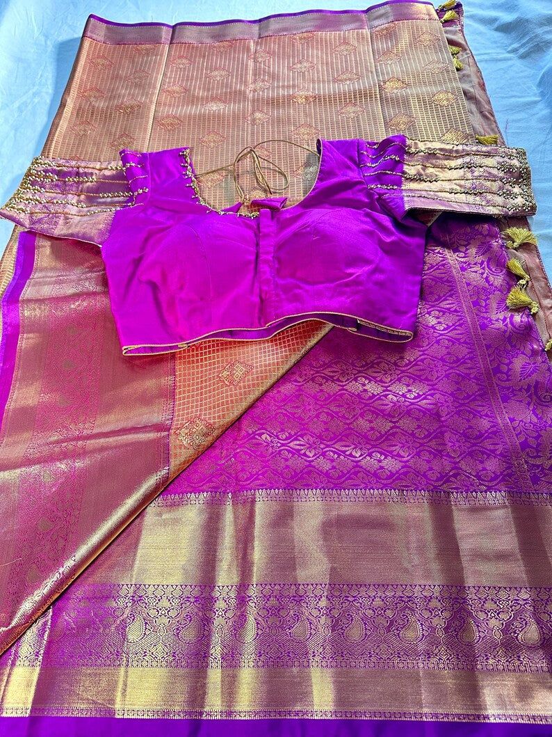 Premium  Kanjeevaram  Semi Silk Golden Color