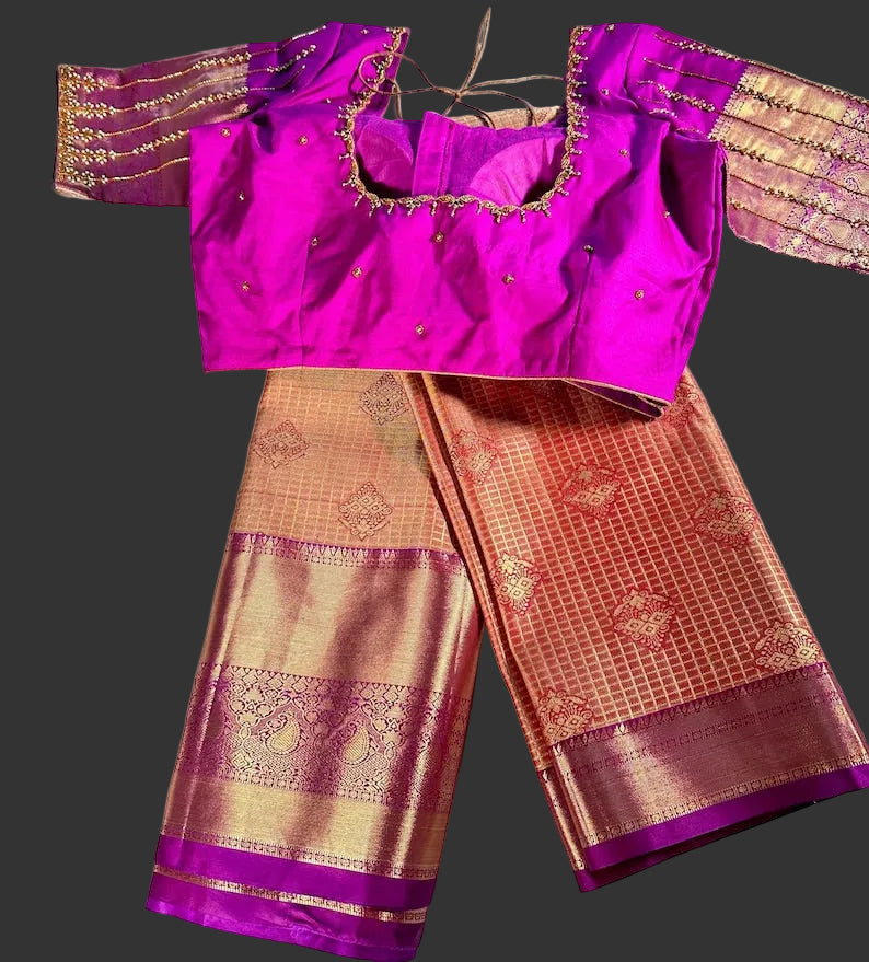 Premium  Kanjeevaram  Semi Silk Golden Color