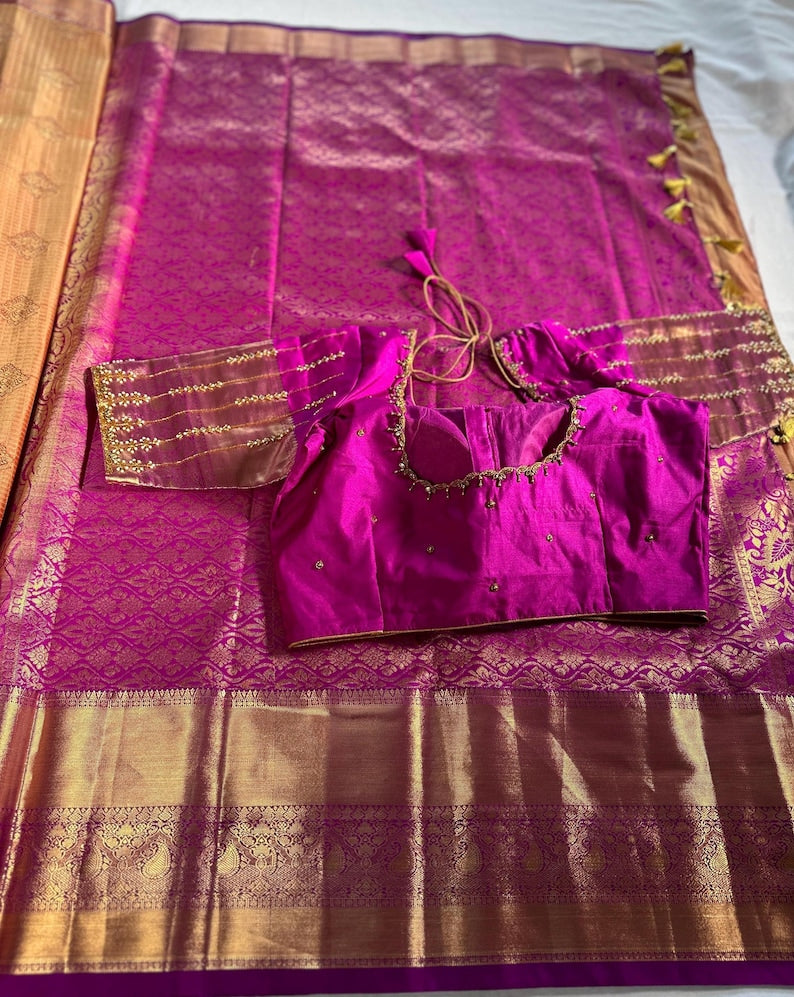 Premium  Kanjeevaram  Semi Silk Golden Color
