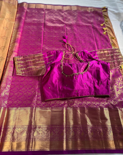 Premium  Kanjeevaram  Semi Silk Golden Color