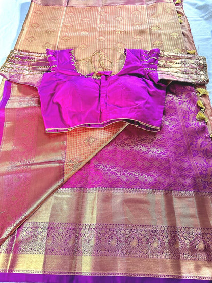 Premium  Kanjeevaram  Semi Silk Golden Color