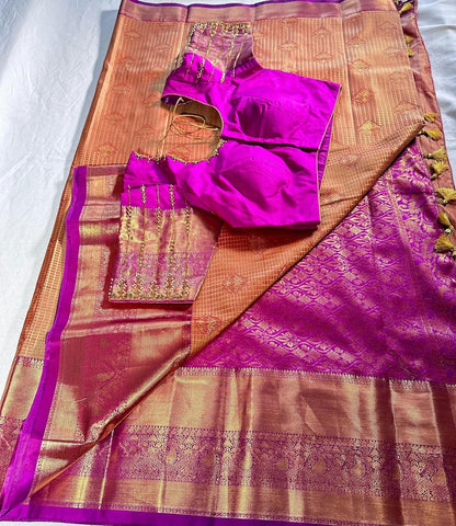 Premium  Kanjeevaram  Semi Silk Golden Color