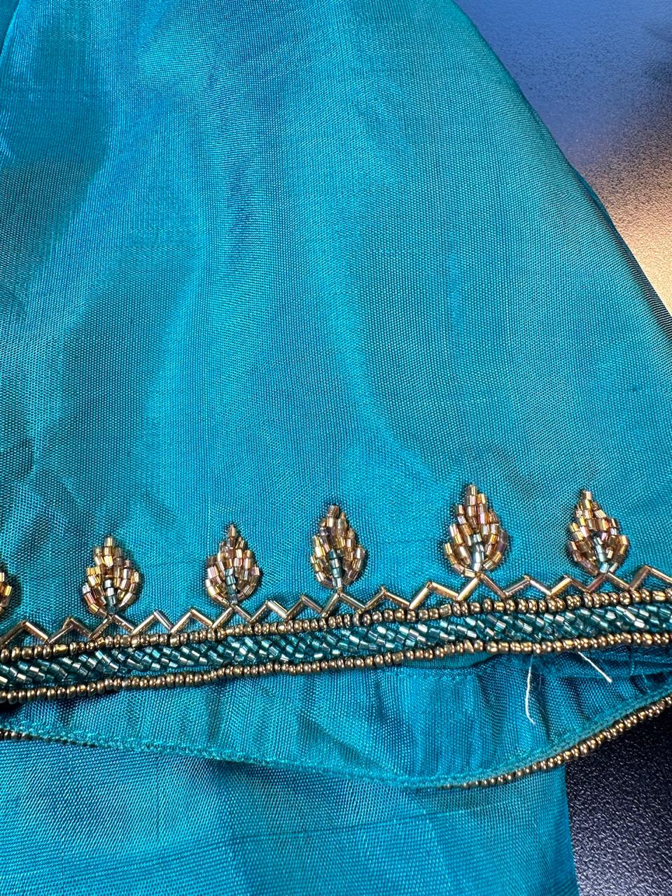 Handloom Pure Kanjivaram Silk Saree with Maggam Work Blouse