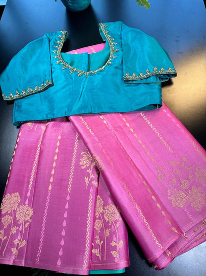 Handloom Pure Kanjivaram Silk Saree with Maggam Work Blouse