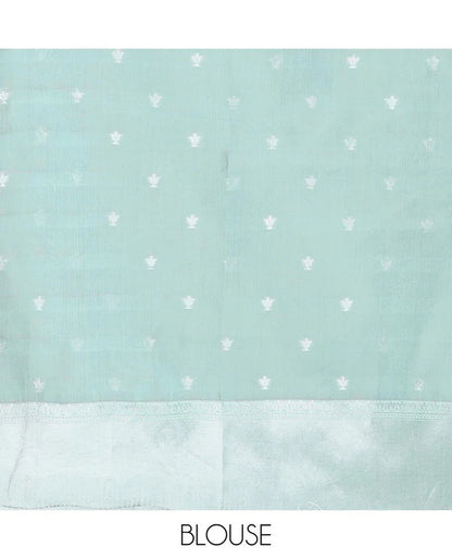 Soft Silk Saree with Silver Zari Border & Rich Pallu | Butta Design Blouse| Light green jaal design